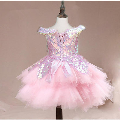 Children's Host Dress Performance Clothes Short Style Trailing